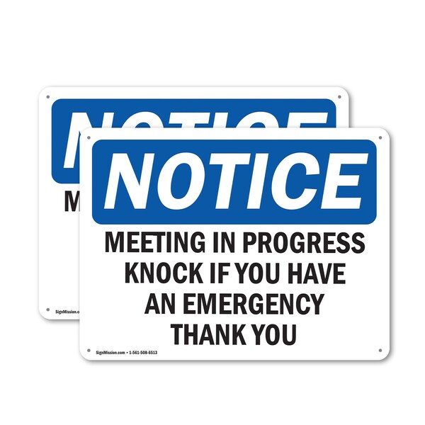 Signmission Meeting In Progress Knock If You Have An, 10 in W x Rectangle, Plastic OS-2PACK-NS-P-710-L-14197 - main